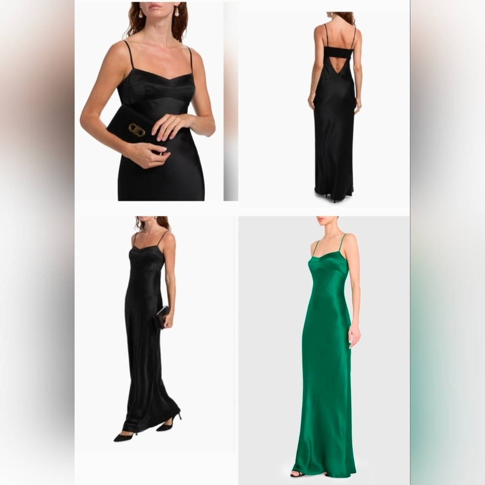 NEW RARE Amanda Uprichard BLACK Janeiro Silk Evening Gown Maxi Dress | Size Med - Picture 3 of 14